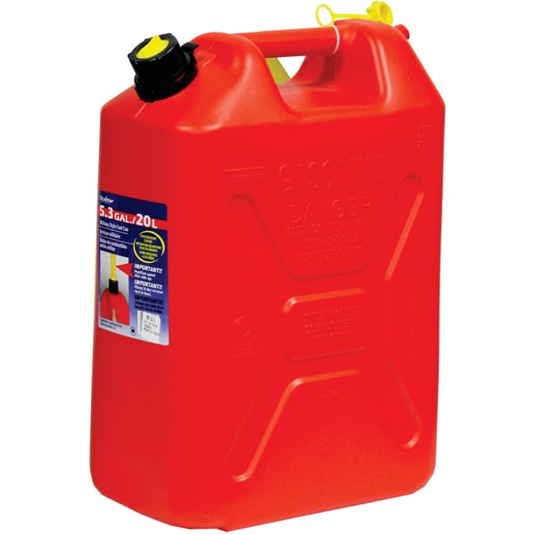 Bidon 20L. Essence (Rouge) Plastique 5.3gal.