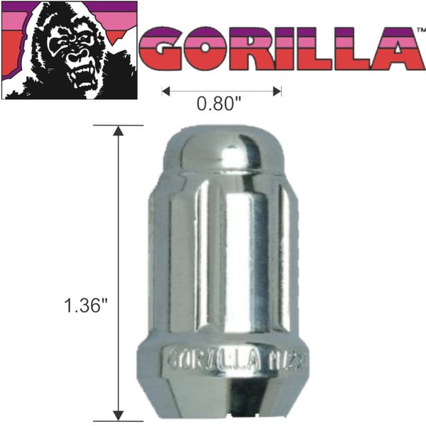 Ecrou Roue Gorilla 12mm X 1.25accorn Chrome Pqt/