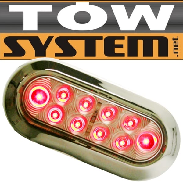 Lum. Ovale Led Rouge Surface Chrome