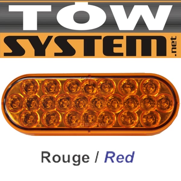 Lumiere 24 Led Ovale 6'' Rouge