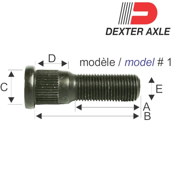 Boulon Roue 5/8, Dexter (Pq.4)#mg31105 (Pq.4)