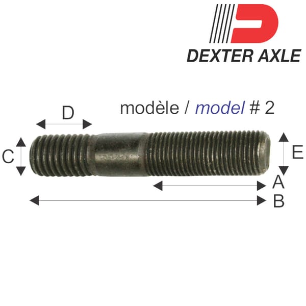 Stud Roue,1/2,dexter, Pq T 4#mg2553 (Pq.4)